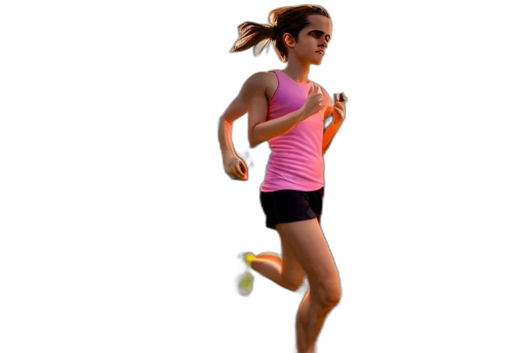 3d render, photorealistic, emma, watson, run, ultra, realistic, hdr transparent PNG cut-out