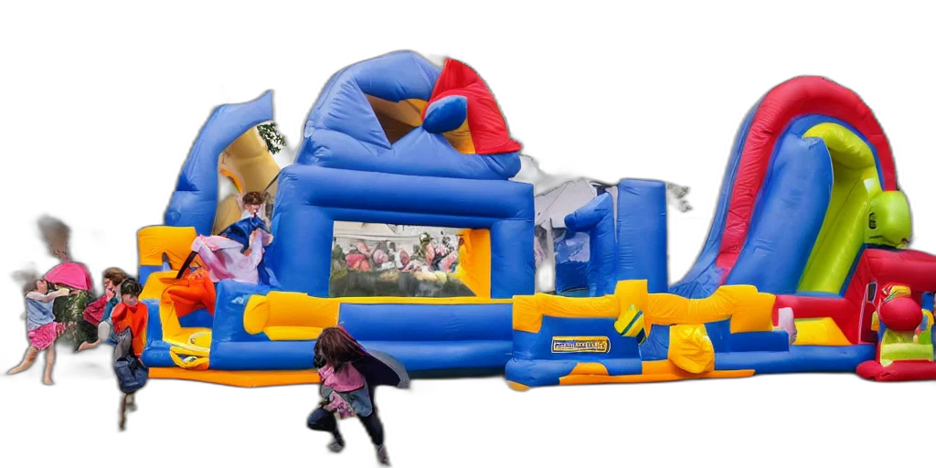 weapon, furniture, dragon, 3d render, concept art, bouncy, castle, children transparent PNG cut-out