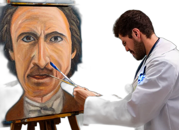 face, photorealistic, oil painting, concept art transparent PNG cut-out