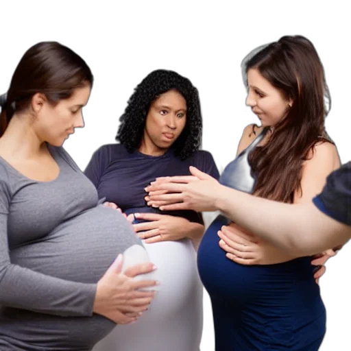group, pregnant, woman, standing, around, talking, about, birth transparent PNG cut-out
