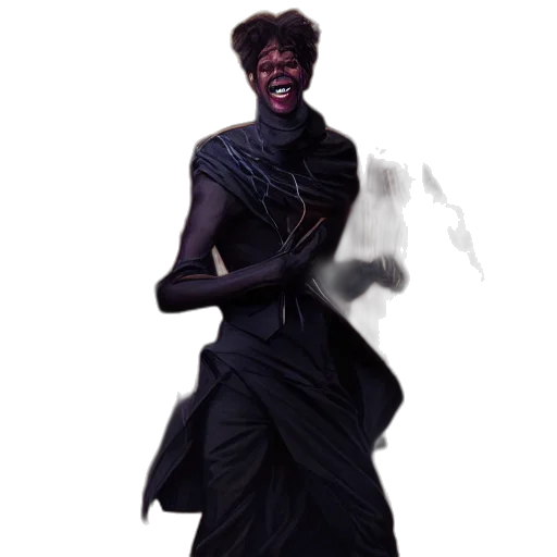 dress, staff, creature, mask transparent PNG cut-out