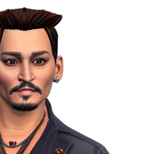 staff, face, photorealistic, cartoon, 3d render, cyberpunk, johnny, depp transparent PNG cut-out