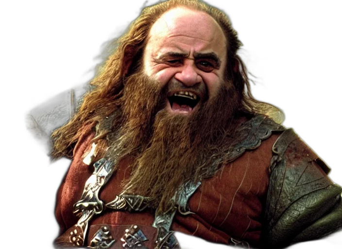 face, photorealistic, film, still, danny, devito, gimli, lord transparent PNG cut-out