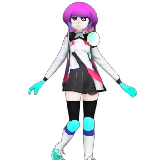 staff, robot, jacket, dress, 3d render, concept art, vaporwave, anime transparent PNG cut-out