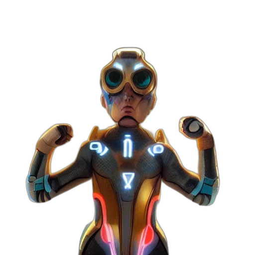 robot, mask, staff, 3d render transparent PNG cut-out