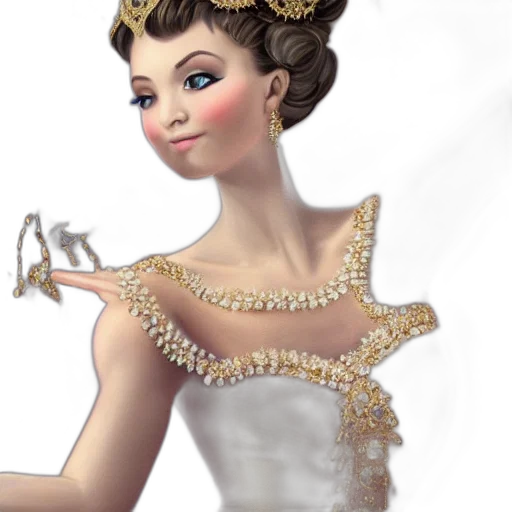 dress, crown, jewelry, staff, fantasy art, concept art, 3d render, photorealistic transparent PNG cut-out