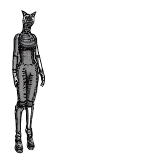 dress, robot, creature, mask, concept art, 3d render, pixel art, cyberpunk transparent PNG cut-out