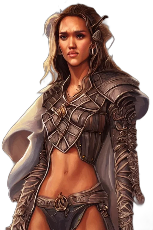 fantasy art, concept art, comic book art, photorealistic, earth tones, jessica, alba, portrait transparent PNG cut-out