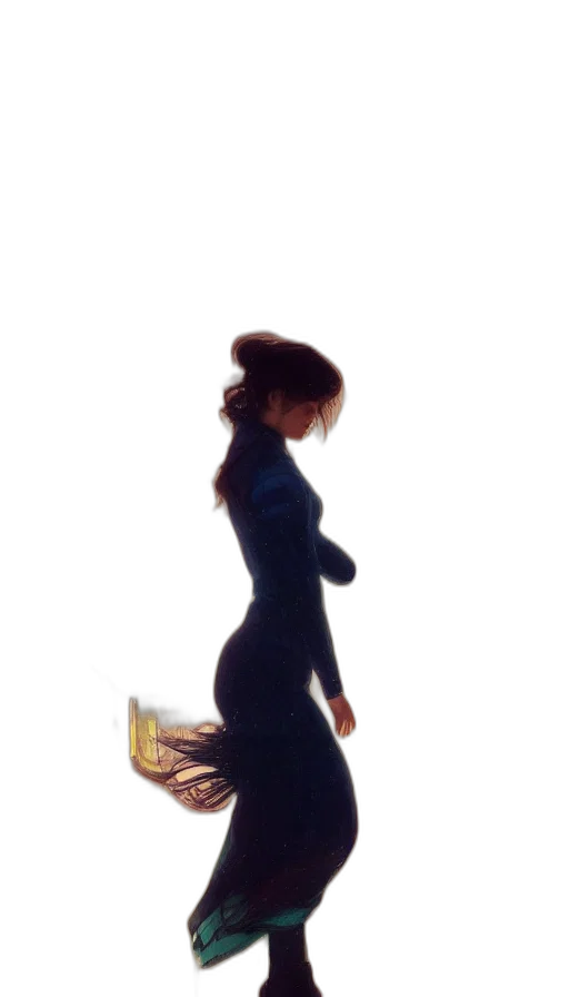 dress, shoes, hair, staff transparent PNG cut-out