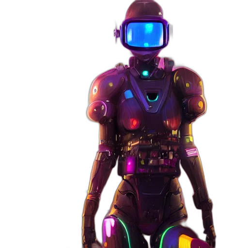 robot, cyberpunk, concept art, 3d render transparent PNG cut-out