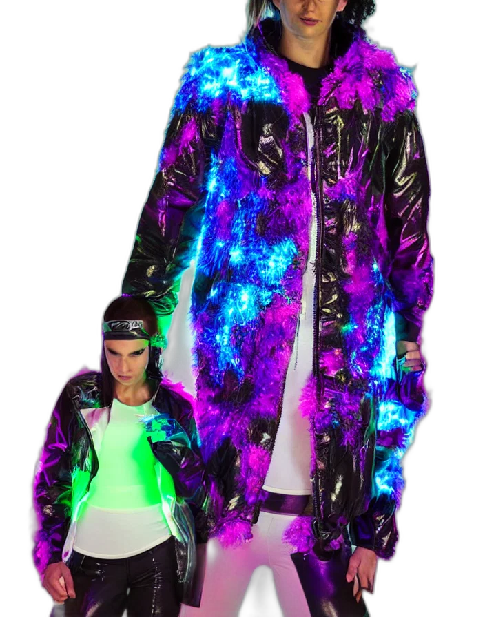 jacket, cyberpunk, vaporwave, outer space, neon lights, neon, dark, autumn transparent PNG cut-out