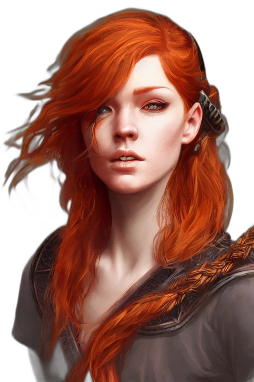 face, dragon, hair, staff transparent PNG cut-out
