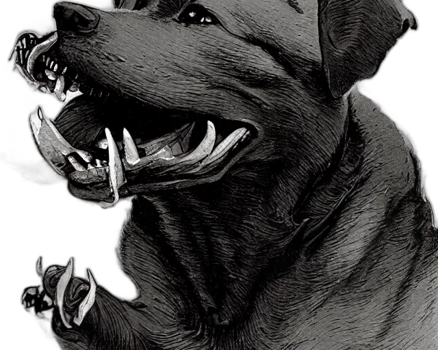 animal, creature, photorealistic, pencil sketch, concept art, comic book art, dog, crouched transparent PNG cut-out