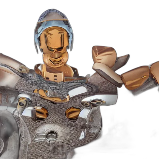 robot, weapon, sword, mask, concept art, 3d render, earth tones, dream transparent PNG cut-out