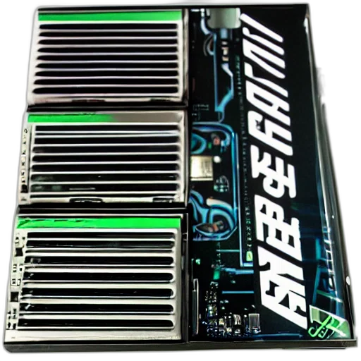 robot, cyberpunk, 3d render, vaporwave, nvidia, graphic, card, case transparent PNG cut-out