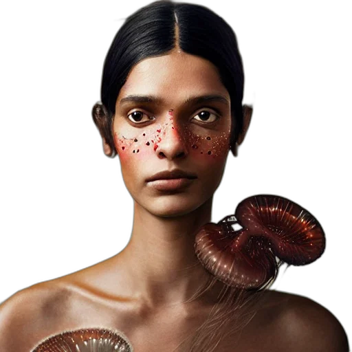 hair, creature, mask, face, concept art, photorealistic, fantasy art, 3d render transparent PNG cut-out