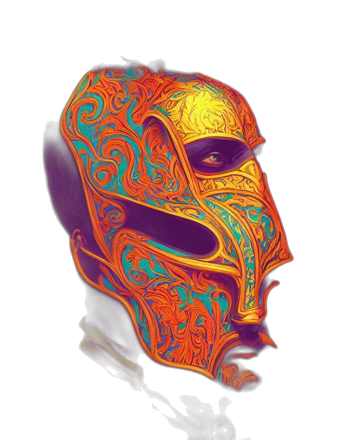 mask, face, concept art, 3d render transparent PNG cut-out