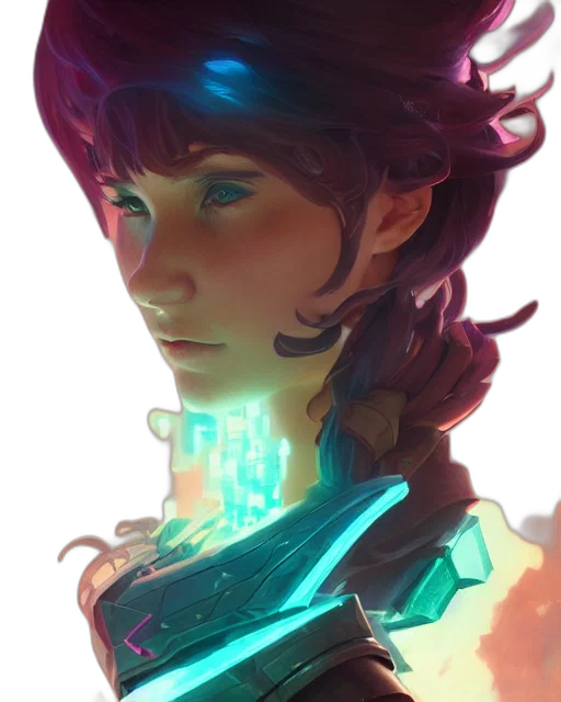 robot, face, crown, cyberpunk, concept art, fantasy art, vaporwave, neon lights transparent PNG cut-out