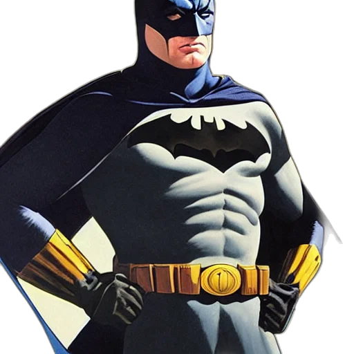 comic book art, concept art, photorealistic, cartoon, portrait, batman, adam, west transparent PNG cut-out