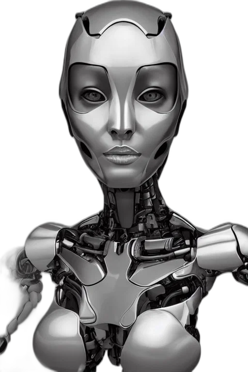robot, face, 3d render, concept art, cyberpunk, photorealistic, human, female transparent PNG cut-out
