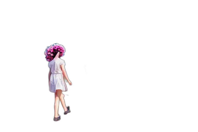 dress, flower, hair, hat, vaporwave, 3d render, pixel art, concept art transparent PNG cut-out