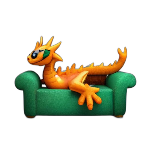 dragon, furniture, animal, creature, 3d render, pixel art, concept art, fantasy art transparent PNG cut-out