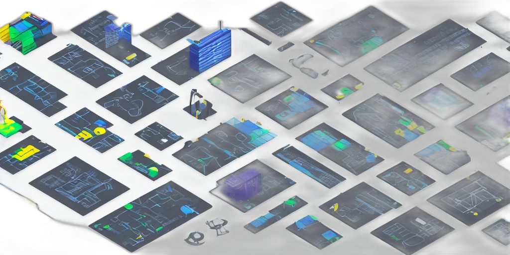 3d render, blue, isometric, layout transparent PNG cut-out