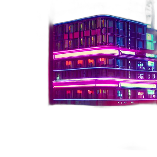 building, robot, 3d render, vaporwave transparent PNG cut-out