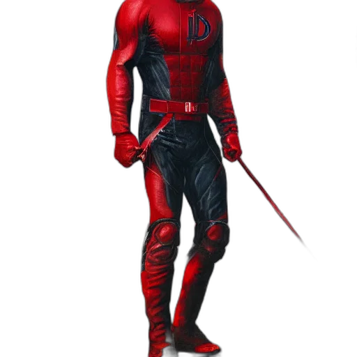 weapon, comic book art, concept art, 3d render, pixel art, red, daredevil, leather transparent PNG cut-out