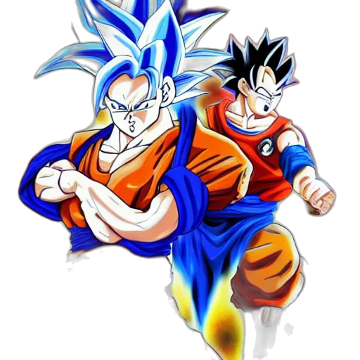 staff, concept art, anime, comic book art, pixel art, blue, goku, master transparent PNG cut-out