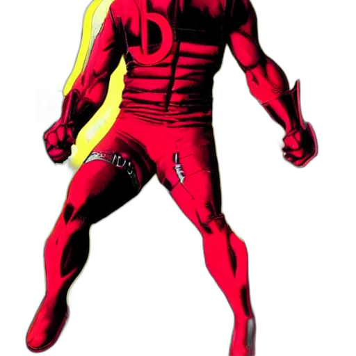 comic book art, concept art, cartoon, 3d render, red, daredevil, leather, suit transparent PNG cut-out