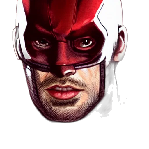 mask, face, comic book art, concept art, photorealistic, watercolor, red, chris transparent PNG cut-out