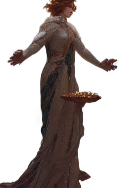 staff, dress, jewelry, concept art, fantasy art, 3d render, pixel art, earth tones transparent PNG cut-out