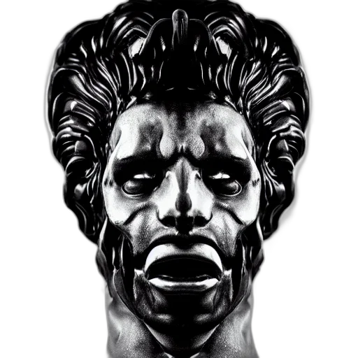 face, mask, crown, hair, comic book art, photorealistic, 3d render, concept art transparent PNG cut-out