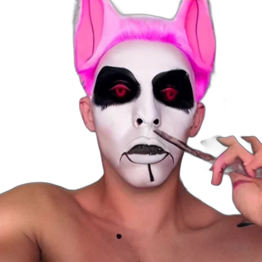 mask, creature, vaporwave, bad, bunny, dressing, androgynous, demon transparent PNG cut-out