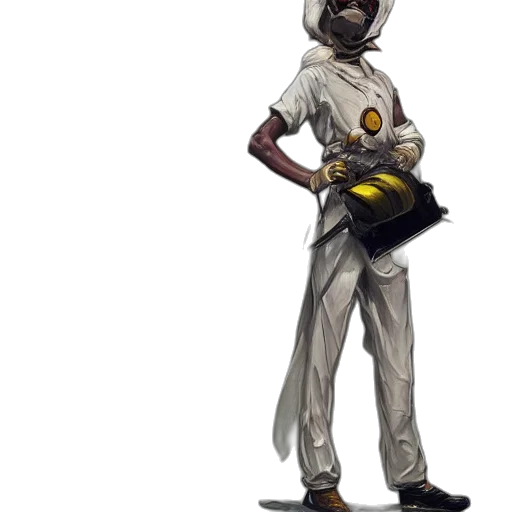 staff, mask, robot, weapon, concept art, comic book art, fantasy art, cartoon transparent PNG cut-out