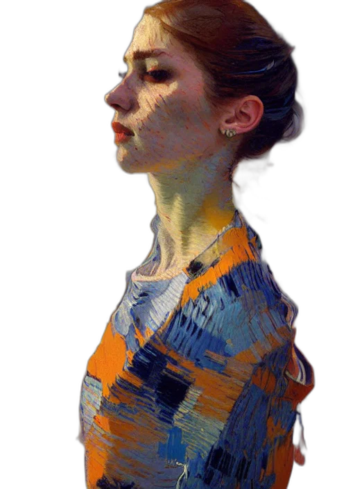 dress, face, jewelry, staff transparent PNG cut-out