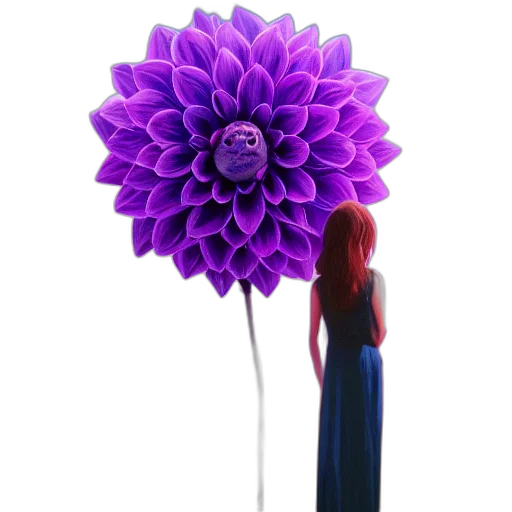 flower, umbrella, staff, dress, 3d render, concept art, vaporwave, photorealistic transparent PNG cut-out
