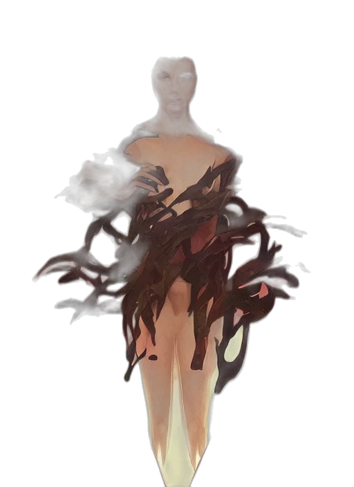 dress, creature, hair, crown transparent PNG cut-out