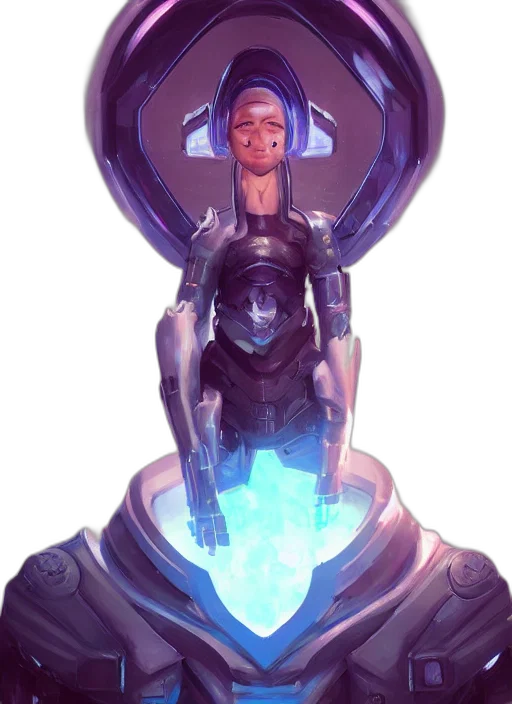 robot, sword, staff, face, concept art, fantasy art, cyberpunk, pixel art transparent PNG cut-out