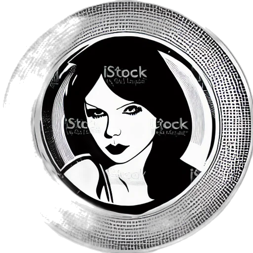 jewelry, face, cartoon, comic book art, monochrome, circular, logo, taylor transparent PNG cut-out
