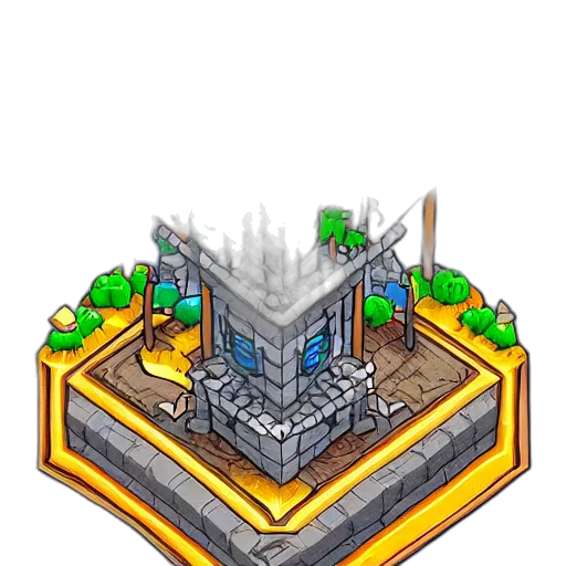 crown, building, sword, robot, pixel art, concept art, 3d render, fantasy art transparent PNG cut-out