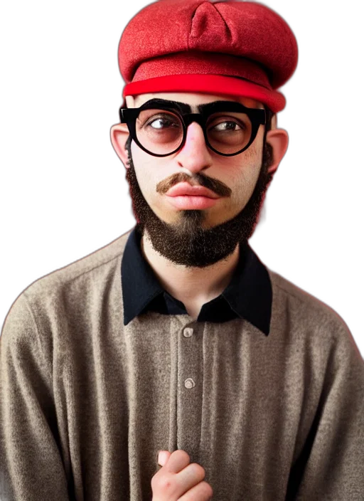 face, hat, staff, mask, photorealistic, cartoon, concept art, 3d render transparent PNG cut-out