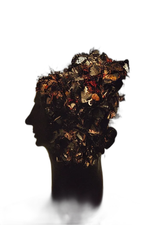 crown, hair, mask, face, photorealistic, dark, high, quality transparent PNG cut-out