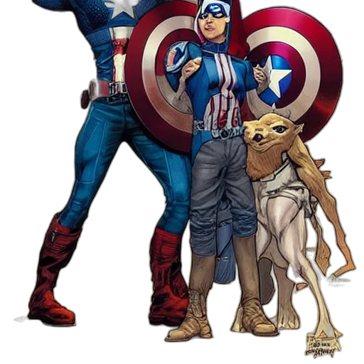 comic book art, concept art, captain, america, holding, jar, binks, time transparent PNG cut-out