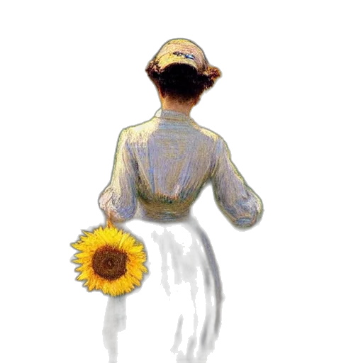 dress, flower, hat, staff, watercolor, oil painting, photorealistic, concept art transparent PNG cut-out