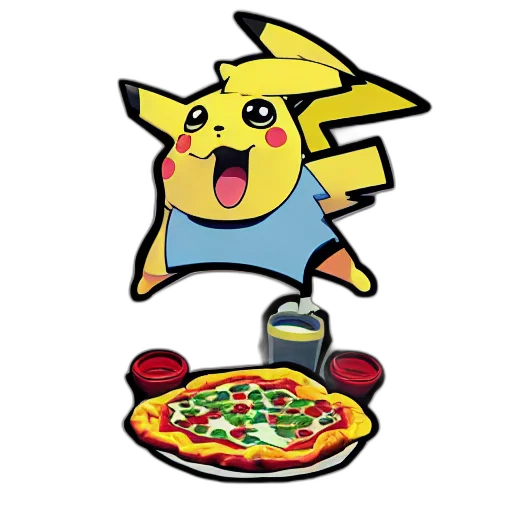 food, animal, pixel art, concept art, 3d render, cartoon, pikachu, eating transparent PNG cut-out