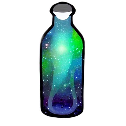 bottle, dress, vaporwave, pixel art, concept art, 3d render, outer space, galaxies transparent PNG cut-out