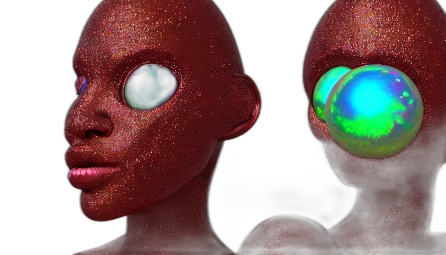 mask, robot, 3d render, concept art, photorealistic, cyberpunk, outer space, bubbles transparent PNG cut-out