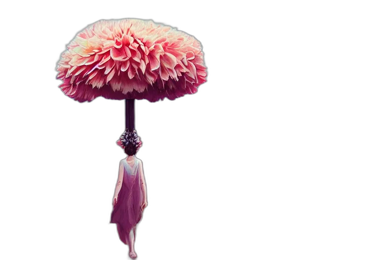 umbrella, dress, flower, hat, 3d render, concept art, photorealistic, watercolor transparent PNG cut-out